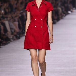 Fendi Red Mini Dress with Silver Buttons
